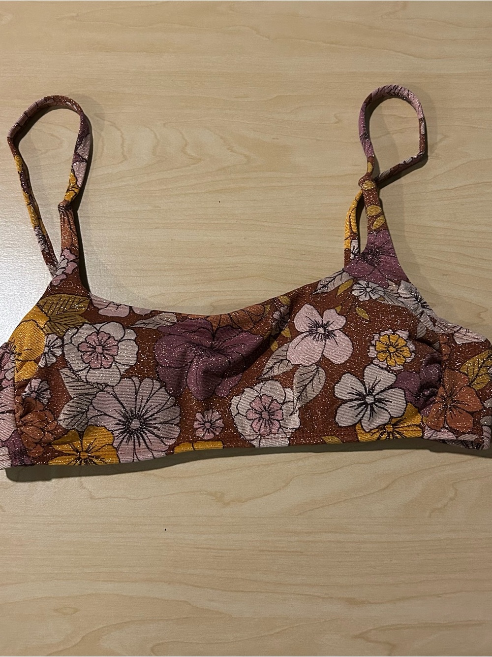 Xhilaration Floral Two-Piece Bikini in Rust, Pale Pink, Yellow - Picture 7 of 11